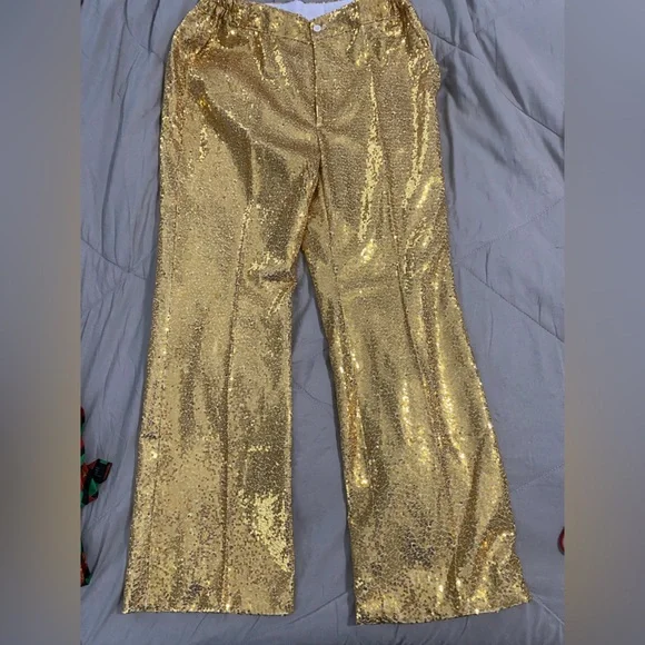 Gold Sequined Women's Pantsuit Jacket Pants Size Large NWT Fully Lined - Picture 11 of 16